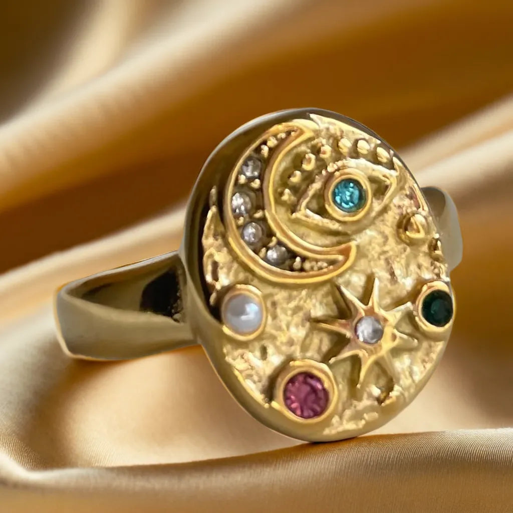 “Bague Étoilée Stardust Bloom – women’s gold plated ring, front view”
“Celestial inspired gold ring for women – side profile”
“Stardust Bloom 18k gold plated ring – flat lay on neutral background”
“Elegant women’s gold plated ring – worn on hand, lifestyle photo