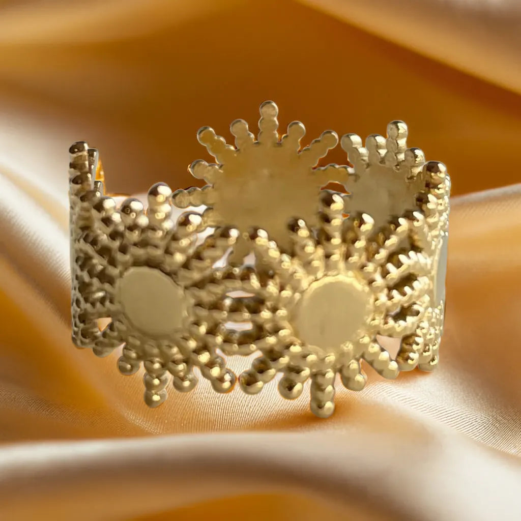 Bague Soleil Éclatant – Plaqué Or 18k (Ajustable)