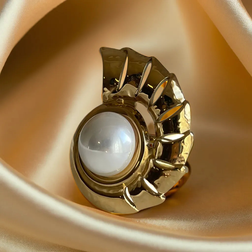 Bague Gardienne des Coquillages – Plaquée Or 18k (Ajustable)