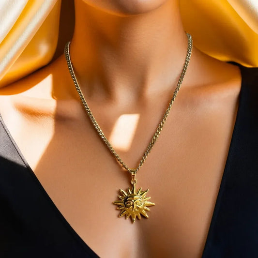 Gold Sun Necklace – Collier Soleil Mystique | Radiance Noire

Celestial gold sun necklace with 18k gold plating and adjustable chain. A radiant symbol of light, energy, and personal strength—perfect for everyday elegance.

Gold sun necklace for women
Collier pendentif soleil plaqué or
Celestial gold charm necklace
Radiant gold sun jewelry