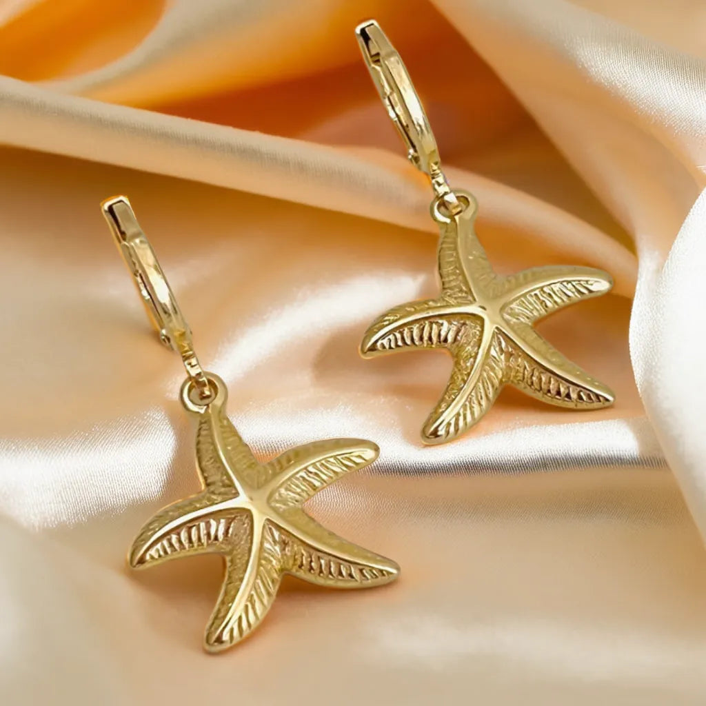 Boucles d’Oreilles Étoile de Mer Dorée – Créoles Plaquées Or