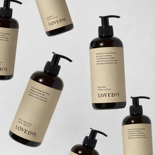 Hand Care Duo set – bottle and tube on white background
Gentle foaming hand wash – close-up of lather
Lotion being applied to hands – hydration and softness
Flat lay of duo with aloe, jojoba, and avocado ingredients