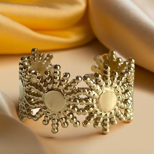 Bague Soleil Éclatant – Plaqué Or 18k (Ajustable)