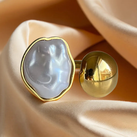 Bague Havre de Perle – Plaqué Or 18k (Ajustable)
